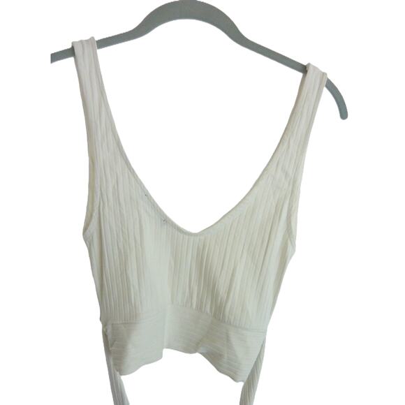 Zara White Crop Top Tying Waist Size S - Picture 3 of 4